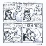  ! 2016 4koma ? black_nose camelid canine comic customer_service_wolf dialogue llama mammal snout speech_bubble text unknown_artist wolf 