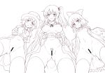  :&lt; ass_visible_through_thighs bar_censor blush bow breasts breasts_outside censored from_below gin'you_haru greyscale hair_bobbles hair_bow hair_ornament hair_ribbon hat highres large_breasts lifted_by_self long_hair looking_at_viewer looking_down mai_(touhou) monochrome multiple_girls navel nipples no_bra no_panties one_side_up open_clothes open_shirt pubic_hair pussy ribbon shinki short_hair skirt skirt_lift small_breasts thighhighs top_hat touhou very_long_hair wings yuki_(touhou) 
