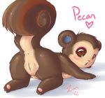  2009 all_fours animal_crossing anus cub female feral mammal nintendo nude pecan plain_background presenting pussy raised_tail rodent solo squirrel video_games white_background young zanthu 