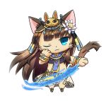 1girl artist_request blue_eyes brown_hair cat cat_busters furry one_eye_closed solo 