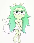  &lt;3 2018 5_fingers 5_toes anthro barefoot bedroom_eyes blush clothing fangs female fink_(ok_k.o.!_lbh) gentpaux green_hair hair half-closed_eyes hi_res light_skin long_hair long_tail looking_at_viewer mammal mouse ok_k.o.!_let&#039;s_be_heroes rodent seductive smile solo standing thin_tail toes undressing young 