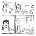  2014 4koma ? black_nose canine comic customer_service_wolf dialogue english_text mammal marsupial opossum snout speech_bubble text unknown_artist wolf 