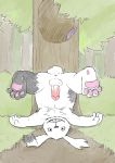  2013 4_fingers 4_toes anthro anus armpit_hair backsack balls barefoot blank_stare butt chest_tuft creepy detailed_background digital_drawing_(artwork) digital_media_(artwork) erection forest fur grass hi_res hindpaw hole_(feature) humanoid_penis kedamsky lagomorph looking_at_viewer lying male mammal markings nightmare_fuel nude open_mouth outside pawpads paws penis presenting presenting_hindquarters rabbit slugsdog smile socks_(marking) soles solo spread_legs spreading teeth tentacles toes tree tuft upside_down usavich vein veiny_penis white_fur 
