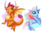  alpha_channel blue_eyes changeling dragon dreaming-roses duo female friendship_is_magic horn my_little_pony ocellus_(mlp) smolder_(mlp) wings 