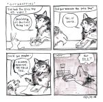  ! 2014 4koma ? black_nose boar canine caprine comic customer_service_wolf dialogue goat humor lagomorph mammal porcine rabbit snout speech_bubble text unknown_artist wolf 