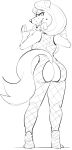  2018 anthro beauty_mark bedroom_eyes breasts clothing cougar counting_cougar dbaru digital_media_(artwork) feline female fishnet hair half-closed_eyes lingerie long_tail looking_at_viewer looking_back mammal mature_female monochrome nickelodeon rear_view seductive short_hair sketch smile solo standing t.u.f.f._puppy teeth 