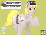  anus blonde_hair butt clothed clothing cute daddy_pone derpy_hooves_(mlp) equine female friendship_is_magic hair horse male male/female mammal my_little_pony partially_clothed pony presenting pussy simple_background tongue tongue_out 