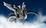  2014 ambiguous_gender dragon feathered_dragon feathered_wings feathers frygia sky star starry_sky wings 