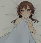 1girl bed blush breasts brown_eyes brown_hair gertrud_barkhorn medium_breasts nipples solo strike_witches world_witches_series 