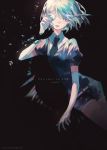  absurdres amputee androgynous black_neckwear black_shorts cowboy_shot crystal_hair detached_hand diamond_(houseki_no_kuni) elbow_gloves gem_uniform_(houseki_no_kuni) gloves highres houseki_no_kuni kanekiru looking_at_viewer necktie one_eye_covered severed_hand severed_limb shards shorts solo 