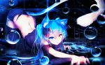  1girl animal_ears aqua_hair ass bai_yemeng bicolored_eyes blue_eyes blue_hair blush cat_smile catgirl colorful female hatsune_miku long_hair possible_duplicate qian_ye_2.s recolor ribbons shirt shirt_lift short_shorts shorts smile solo tail thighhighs tied_hair twintails vocaloid wallpaper yellow_eyes zettai_ryouiki 