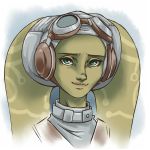  2018 alien bust_portrait clothed clothing eyewear female goggles goggles_on_head green_eyes green_skin head_tails hera_syndulla humanoid looking_at_viewer not_furry plagueofgripes portrait solo star_wars star_wars_rebels tattoo twi&#039;lek 