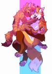  ac anthro aycee brown_fur canine fox fur hyena male mammal orange_fur pawpads pink_pawpads roanoak simple_background stripes white_fur 