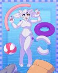  blue_eyes cat feline female inflatable_toy invalid_tag looking_at_viewer mammal open_mouth pink_nose pool_(disambiguation) rubber smile solo strawberryneko swimming tattoo teeth vikenwelopl yellow_eyes 