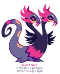  creature english fangs from_side fusion gen_3_pokemon gen_5_pokemon glitchedpuppet highres hydreigon kecleon multiple_heads no_humans pokemon pokemon_(creature) profile purple_eyes seviper simple_background solo standing white_background 