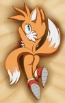  absurd_res amatsucat anthro bed butt canine clothing footwear fox hi_res looking_at_viewer male mammal miles_prower nude solo sonic_(series) video_games 