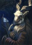  2018 anthro caprine curved_horn fur goat hibbary horn mammal solo staff white_fur 