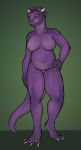  anthro argonian breasts female horn humanoid looking_at_viewer navel nude reptile scalie simple_background skyrim solo the_elder_scrolls video_games yaroul 