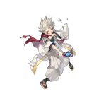  1boy damaged dragonstone facepaint fire_emblem fire_emblem_fates fire_emblem_heroes grey_eyes hagoita japanese_clothes kana_(fire_emblem) kana_(male)_(fire_emblem) kana_(male)_(rising_dragon)_(fire_emblem) kimono official_alternate_costume official_art paddle scarf solo spiked_hair torn_clothes white_hair 