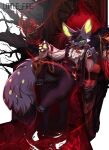 canid canine chair clothed clothing dungeon_fighter_(franchise) fennec fox fur furniture hair heterochromia hi_res kota_(kotafen) little_fire looking_at_viewer male mammal solo spots throne vampire_lord