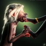  2015 3d_(artwork) anthro canine chinese_crested_dog digital_media_(artwork) digitigrade dog female flat_chested foot_fetish hair hindpaw jinjing-yu mammal multi_nipple nipples nude pawpads paws sucking tchaikovsky2 toe_suck white_hair 