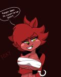 absurd_res animal_humanoid anthro breasts canid canid_humanoid canine canine_humanoid clothed clothing female feral five_nights_at_freddy&#039;s fox fox_humanoid foxy_(cally3d) foxy_(fnaf) fur hair hi_res humanoid hybrid lagomorph lagomorph_humanoid mammal mammal_humanoid scottgames simple_background smile synt84 text