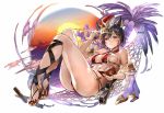  animal_ears bad_feet bikini black_hair book breasts erune eyewear_removed granblue_fantasy hammock hat himuro_(dobu_no_hotori) holding holding_eyewear ilsa_(granblue_fantasy) large_breasts red_bikini red_eyes sandals short_hair solo sunglasses sunset swimsuit 