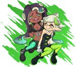  cephalopod clothing dark_skin duo female humanoid inkling marie_(splatoon) marina_(splatoon) marine nintendo not_furry octoling splatoon tentacle_hair tentacles video_games オキザゆうり 