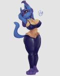  2018 3_toes anthro big_breasts black_fur blue_fur bra breasts canine clothing eyelashes eyewear female fur glasses hand_on_arm hawtmoon lucario mammal multicolored_fur navel nintendo nipple_bulge one_eye_closed pants pok&eacute;mon pok&eacute;mon_(species) red_eyes simple_background smile solo spikes sports_bra standing stretching thick_thighs toes underwear video_games white_background wide_hips yellow_fur yoga_pants 
