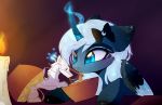  2018 blue_eyes detailed_background dragon duo eating equine eyelashes female feral food friendship_is_magic fur hair hooves horn magnaluna mammal my_little_pony white_fur white_hair winged_unicorn wings 