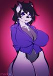  anthro big_breasts bottomless breasts canine clothed clothing coyote female fox hybrid looking_at_viewer mammal pussy smile solo thick_thighs tsudamaku voluptuous wide_hips zenocoyote_(oc) 
