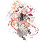  1boy closed_eyes dragonstone fire_emblem fire_emblem_fates fire_emblem_heroes grin hagoita heart_attack japanese_clothes kana_(fire_emblem) kana_(male)_(fire_emblem) kana_(male)_(rising_dragon)_(fire_emblem) kimono official_alternate_costume official_art paddle scarf smile solo spiked_hair teeth v-shaped_eyebrows white_hair 