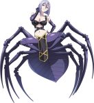  1girl arachne arthropod_girl artist_request bracer breasts carapace claws cleavage extra_eyes full_body game_cg hair_between_eyes large_breasts looking_at_viewer medium_breasts monster_girl monster_musume_no_iru_nichijou monster_musume_no_iru_nichijou_online multiple_legs navel official_art pelvic_curtain purple_hair rachnera_arachnera red_eyes revealing_clothes solid_eyes spider_girl tachi-e taur transparent_background 