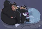 &lt;3 &lt;3_eyes abe_waton anal anthro canid canine canis disney domestic_cat domestic_dog duo felid feline felis goofy_(disney) hi_res looking_back male male/male mammal oral overweight pete_(disney) rimming sex tongue water