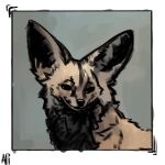 1:1 abstract_background ambiguous_gender aph_(artist) bat-eared_fox bust_portrait canid canine feral guide_lines hi_res mammal messy_linework painting_(artwork) portrait sketch smug solo traditional_media_(artwork)
