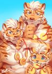  2018 abs anthro blue_eyes feline fur hi_res lin_hu male mammal muscular muscular_male nekojishi pecs rabbity tiger 