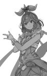  \m/ alternate_costume bishoujo_senshi_sailor_moon granblue_fantasy greyscale hair_ornament looking_at_viewer monochrome plant_girl pointing pointy_ears shoohee simple_background smile solo tsuki_ni_kawatte_oshioki_yo white_background yggdrasil_(granblue_fantasy) 