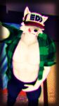 3d_(artwork) 9:16 anthro artic_breeze_(sky_chaser) canid canine canis chromatic_aberration clothed clothing digital_media_(artwork) hand_on_crotch hat headgear headwear hi_res hidden_eyes male mammal muscular muscular_male open_clothing open_shirt open_topwear panties shirt sky_chaser smile solo solo_focus source_filmmaker tongue tongue_out topwear underwear vhs_filter wolf