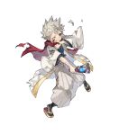  1boy closed_eyes dragonstone fire_emblem fire_emblem_fates fire_emblem_heroes grin hagoita heart_attack highres japanese_clothes kana_(fire_emblem) kana_(male)_(fire_emblem) kana_(male)_(rising_dragon)_(fire_emblem) kimono non-web_source official_alternate_costume official_art paddle scarf smile solo spiked_hair teeth v-shaped_eyebrows white_hair 