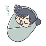  1girl aged_down baby black_hair closed_eyes ferret-san kantai_collection pacifier short_hair simple_background sleeping solo souryuu_(kancolle) twintails white_background zzz 