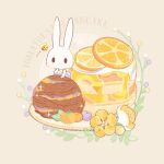  animal bee bug chocolate commentary_request flower food food_focus fruit garnish ice_cream leaf no_humans orange_(fruit) orange_flower orange_slice original pancake plate rabbit solid_oval_eyes sparkle subaru_(jack) syrup twitter_username 