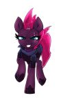 armor blue_eyes broken_horn clothing confetticakez equid equine eye_scar facial_scar female footwear friendship_is_magic fur hair hasbro horn mammal my_little_pony my_little_pony:_the_movie_(2017) purple_body purple_fur purple_hair scar shoes simple_background smile solo tempest_shadow_(mlp) unicorn white_background