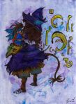 abstract_background absurd_res accessory anthro arm_accessory brown_hair burmecian clothing coat_of_arms colored_pencil_(artwork) cravat curled_hair female final_fantasy final_fantasy_ix furgonomics hair headgear headwear hi_res hrist_chardonnay humanoid janet_k_wallace mammal painting_(artwork) purple_clothing rat_tail ribbons rodent smile solo square_enix standing symbol tail tail_accessory tail_ribbon torn_clothing traditional_media_(artwork) watercolor_(artwork)