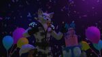 anthro arctic_fox balloon birthday cake canid canine confetti dessert epic_games food fortnite fox hi_res inflatable male mammal party solo stryx volpez_(fortnite)