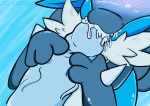  blue-rum blush cum fangs fellatio fluffy_fur lucario nintendo oral paws penis pok&eacute;mon pok&eacute;mon_(species) sex spikes vein video_games watermark 