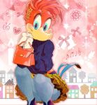  1girl bag bell bird blush bug butterfly caochannghiep2k3 city dress eyelashes handbag heart long_eyelashes no_humans smile snow solo toon_(style) universal_studios winnie_woodpecker woody_woodpecker_(series) 