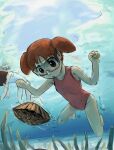  absurdres azumanga_daioh clam goggles goggles_on_head highres in_water kasuga_ayumu liamickpie looking_at_object mihama_chiyo school_swimsuit swimming swimsuit underwater water 