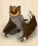  2017 animal_genitalia balls bat brown_fur caribou_(artist) fur grey_fur happy looking_at_viewer male mammal nude sheath smile solo winged_arms wings 