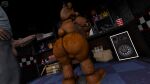 16:9 3d_(artwork) absurd_res animatronic anthro balls bear big_butt box brown_body butt clothed clothing container digital_media_(artwork) duo erection figurine five_nights_at_freddy&#039;s freddy_(fnaf) genitals gift hat headgear headwear hi_res huge_butt humanoid humanoid_genitalia humanoid_penis machine male male/male mammal masturbation monitors nsg_editor nude party_hat penile penis plushie poster_(object) presenting presenting_hindquarters robot scottgames security security_guard security_uniform tail thick_thighs toolbox watermark wide_hips widescreen