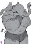 anthro bottomwear clothing elephant elephantid hi_res male mammal muscular proboscidean shorts solo unknown_character yagi_b._(artist)